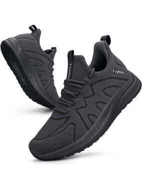 Women's Dark Grey Mesh Lightweight Slip on Sneakers for Travel Athletic Shoes